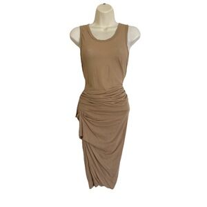 NEW Standard James Perse Racerback Blouson Dress Ruched 2 M Cashew Beige WEK6762